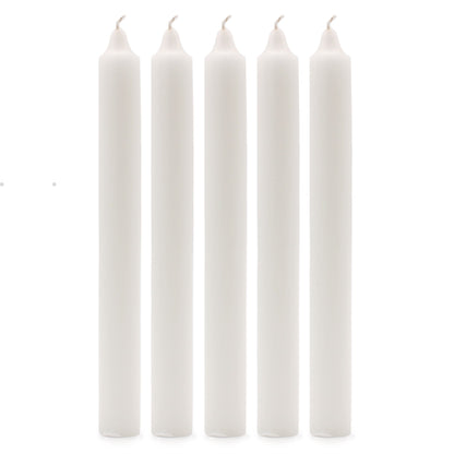 Solid Colour Dinner Candles - Rustic White - Pack of 5