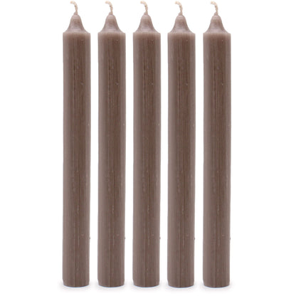 Solid Colour Dinner Candles - Rustic Taupe - Pack of 5